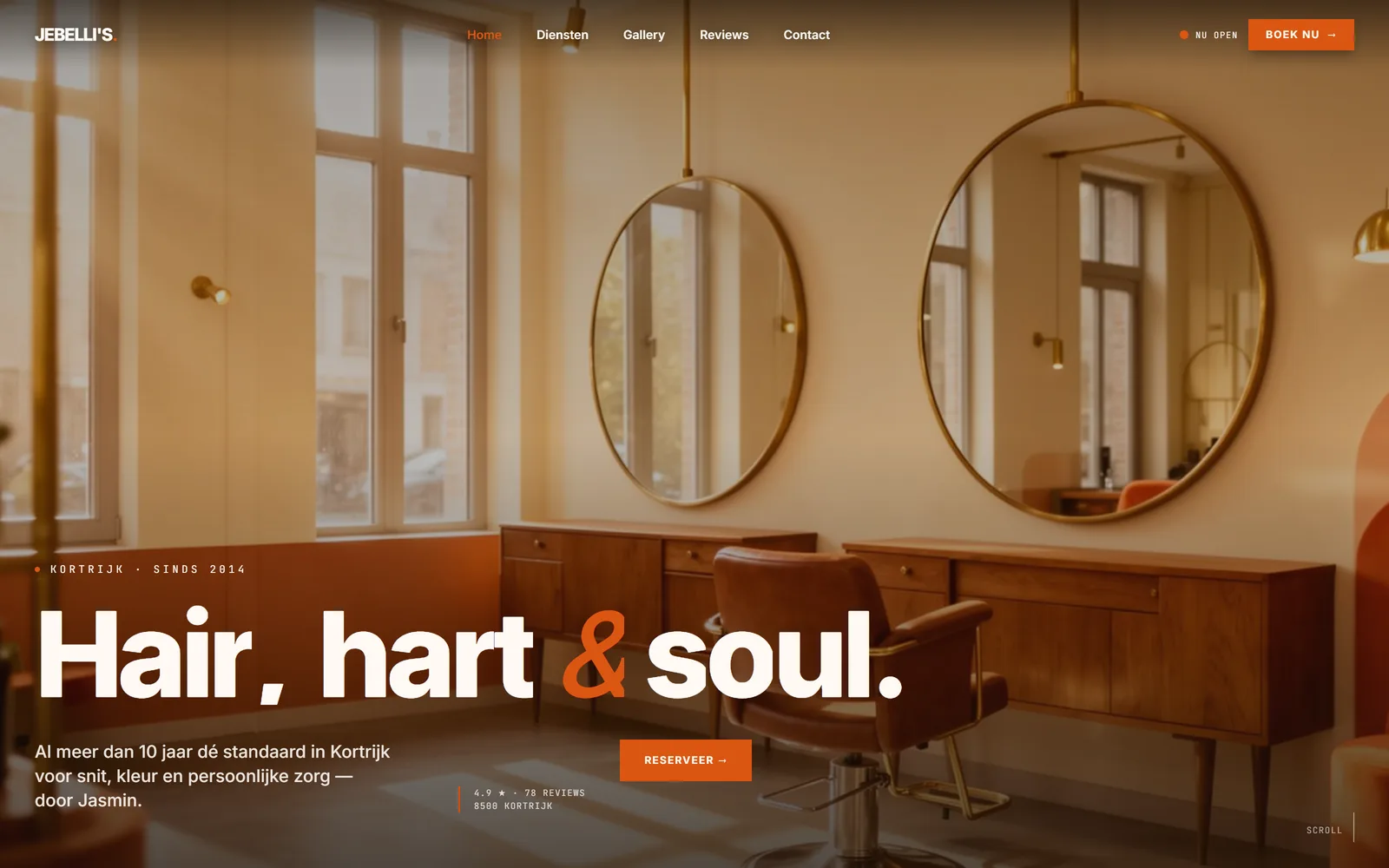 The Jebelli's website, a premium hair salon