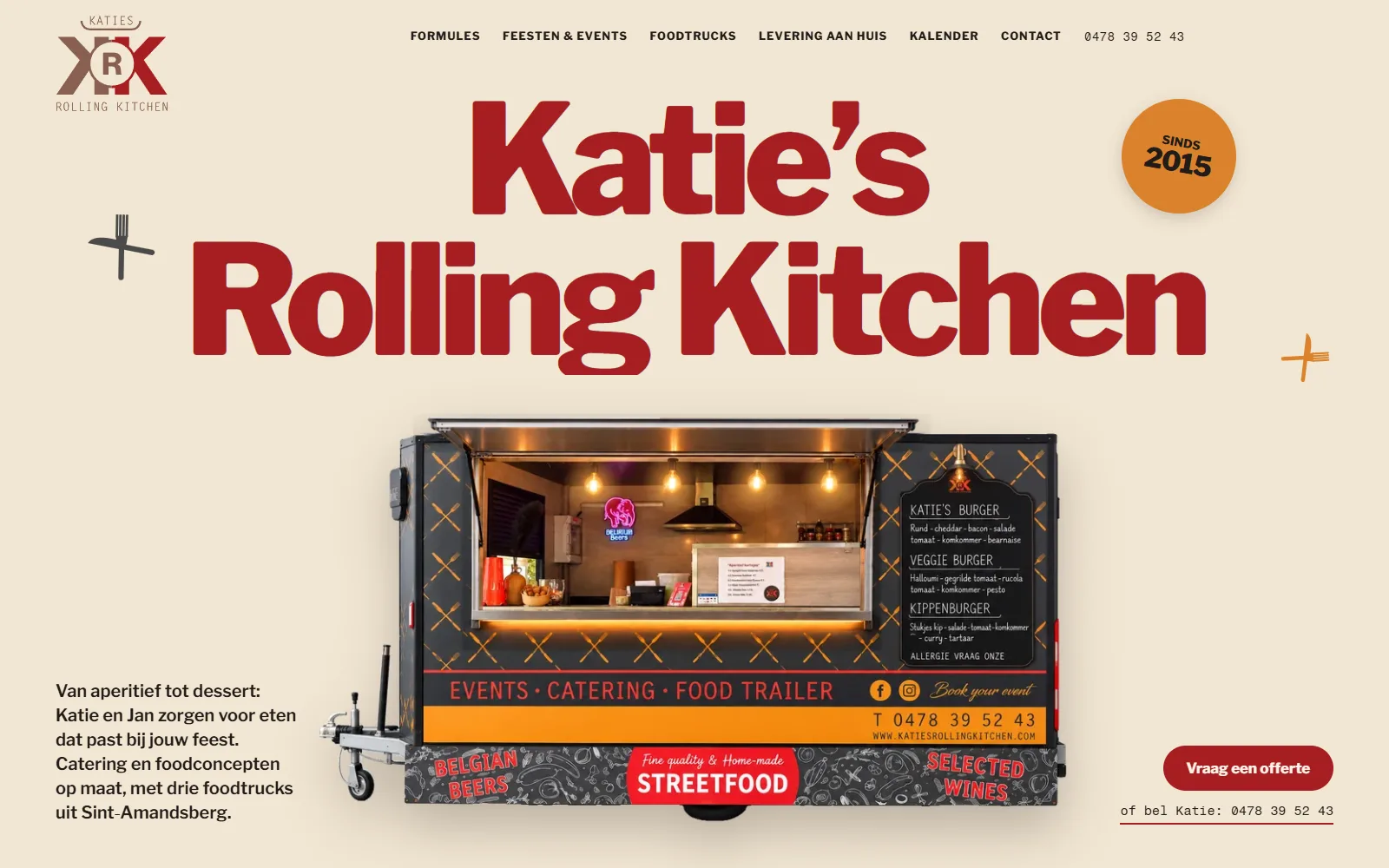 The Katie's Rolling Kitchen website, a food truck and caterer from Ghent