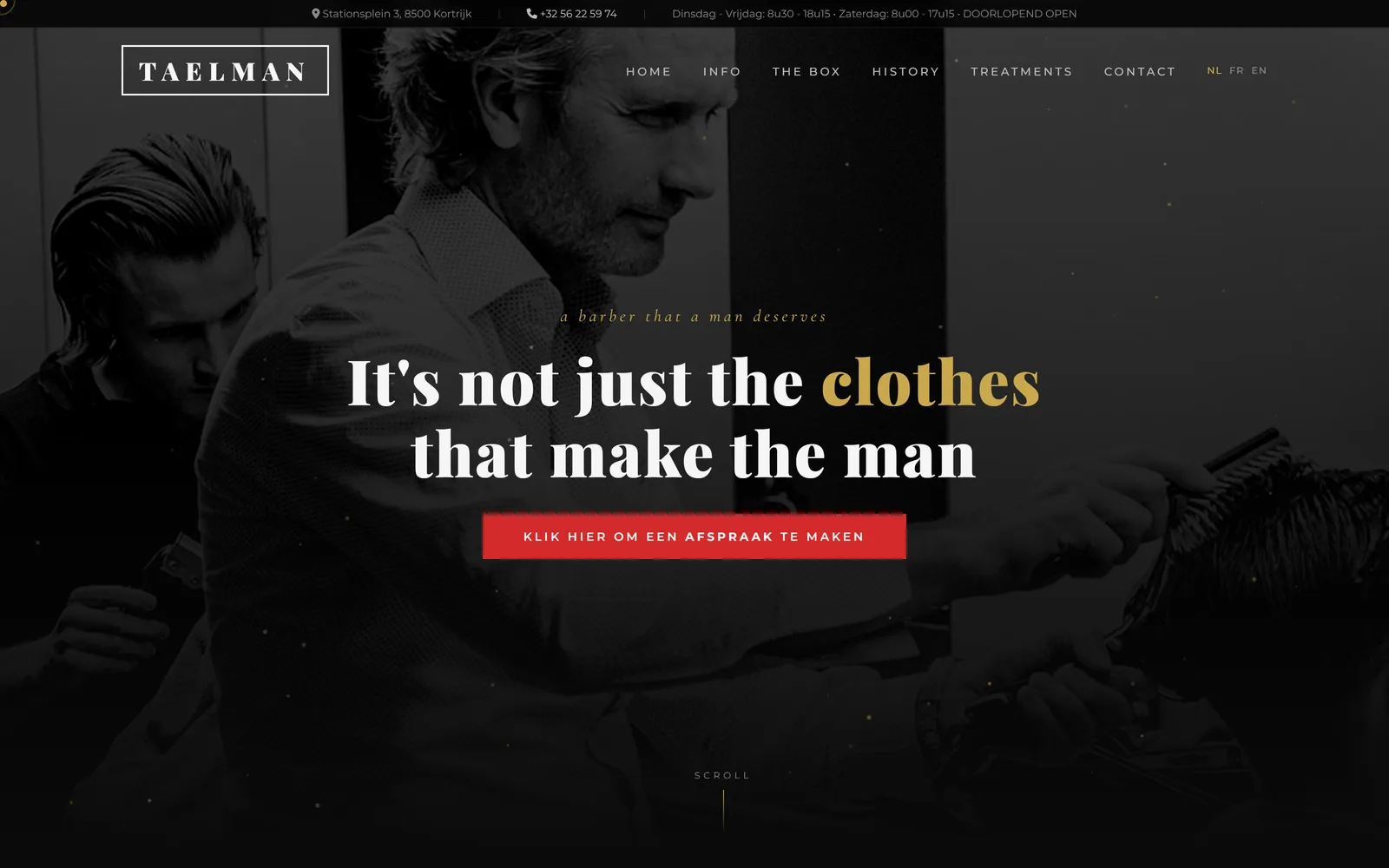 The Taelman website, a modern barbershop